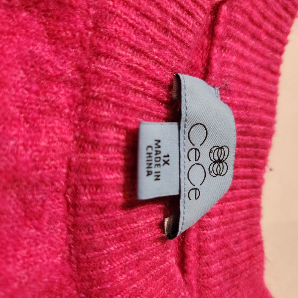 CeCe Women's Pullover Sweater Pink Puff Long Sleeve Knit Top Casual Trendy 1X - Picture 3 of 7